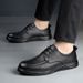 Spring New Top Layer Cowhide Pigskin Lining Wear-Ristant Breathable Casual Bus Lace-Up Men's Leather Dad_vogvips.com