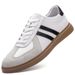 Large Size Cowhide German Training Board Shoes Men's Color Matching Contrasting White Shoes Casual Sports Shoes_vogvips.com