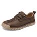 Cross-border Autumn Leather With Hand-stitched Seams, Men's Shoes, Outdoor Flat-soled Slip-on Casual Driving Shoes For_vogvips.com