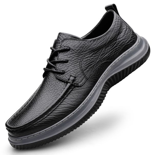 Casual Leather Shoes Men's Large Size Leather Round Head Lace-up Soft Sole Soft Surface Work Men's Shoes_vogvips.com