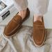 New British loafers men retro lazy slip-on casual leather shoes men set foot bean shoes fashionable men's shoes_vogvips.com