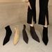 2025 Autumn Winter Pointed Toe Stiletto Elastic Internet Celebrity Slim Mid-Calf Suede High Heel Fleece Commuter Short_vogvips.com