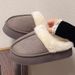 Furry For Women Outdoor 2025 New Spring Autumn Leather And Fur Integrated Snow Boots Thick Sole Plush Closed-Toe Cotton_vogvips.com