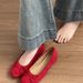 5CM Internal Height Increase 2025 Flat Spring Summer French Style Yellow Single For Women Round Toe Matching Dress_vogvips.com