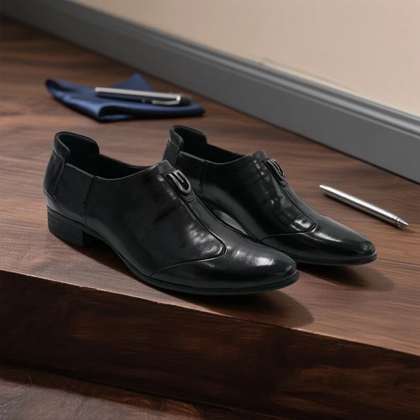 High-End Simple New Italian Light Luxury Cowhide Business Pointed Fashion British Style Genuine Leather Men's Shoes_vogvips.com