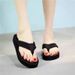 Women's Summer New Style Slippers High Heel Thick Sole Flip-Flops Simple Non-Slip Fashionable Outdoor Beach Vacation_vogvips.com