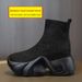 Inner Height Increasing Martin For Women Slip-On 2025 New Slim Knitted Short Thick Sole High Heel Stretch Sock Boots_vogvips.com
