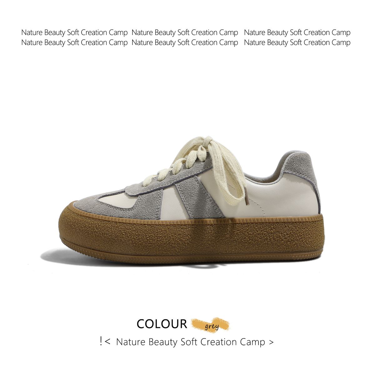 Women's Shoes Naturally Curly Platform Shoes, Autumn New Arrival, Color Block, Versatile Casual Sports Shoes, Retro German Training Shoes_vogvips.com