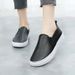 Korean Style White Shoes For Women, Flat Non-Slip Work Shoes, Casual White Leather Slip-On Comfortable Nurse Shoes For Women_vogvips.com