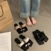 Korean Version Of Foreign Trade Thin Strap Combinati Soft Leather Square Head Slippers Women's Open Toe Flat Bottom Beach Sandals Independent Station_vogvips.com