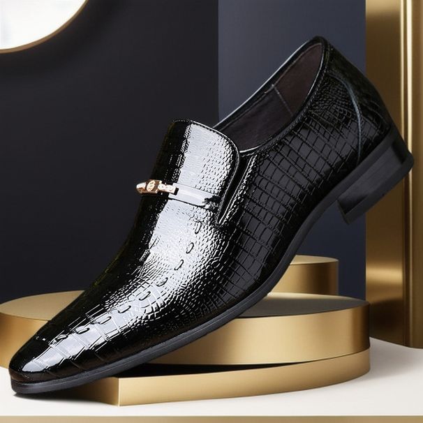 Spring And Autumn New Business Formal Large Size Leather Crocodile Pattern British Style Slip-On Casual Korean Version_vogvips.com
