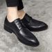 Men's Stylish Pointed-Toe Dress Shoes - Breathable PU Leather Lace-Up Oxfords For Business & Wedding, Korean Trendy Design_vogvips.com