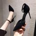 Black High-heeled Shoes Women, New French Style Hollow Pointed Toe Single Shoes, 2026 Summer One-strap Closed-toe_vogvips.com
