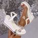Women's Plus Size For Export, 2025 Summer New Style, Platform Sole, High Heel, Floral Design, One-Strap Buckle Beach_vogvips.com