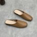 Artistic Handmade Genuine Leather New Model Closed-toe Slip-on Simple Retro Lazy Slippers With Soft Sole Cowhide_vogvips.com