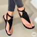 casual flat thong women's sandals one-line buckle strap outer wear large size sandals for women_vogvips.com