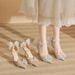 Women's Shoes Mid Heel Versatile Rhinestone Pumps, Sexy Backless Lady Formal Shoes For Wedding & Party Shoes Pearl & Rhinestone Butterfly Decor_vogvips.com
