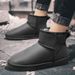 Genuine Leather Waterproof Winter Snow Boots For Men & Women - Slip-Resistant, Fleece-Lined, Comfortable & Warm Unisex Design (Black/Grey, Size 36-47)_vogvips.com