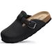 Kidmi Unisex Vegan Leather Clogs Womens Mens Cork Footbed Mules Slip On Potato Shoes With Arch Support_vogvips.com