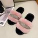 Women’s Shoes Fur Crystal Flat Slippers With Diamonds Fashion High And Low Wool, Cotton Slippers_vogvips.com
