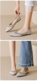 Square Head Single Shoes Female Shallow Mouth Rhinestone Wedding Shoes Flat-soled Fairy With Skirt Ladyshoes Soft Sole_vogvips.com