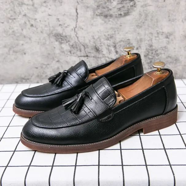 2022 Leather Casual Men's Loafers Strap-on Men's Dress Shoes Casual Style Large Size 38-47, Durable And Durable Sole_vogvips.com