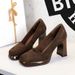 9987 High-end Square Toe Suede Women's Waterproof Platform, Thick Heel, Super, Single Shoes, Plain And Simple High_vogvips.com