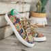 Cro-Border Trade Plu Size 2024 Autumn New European And American Round Toe Sneaker Printed Canva Women'_vogvips.com