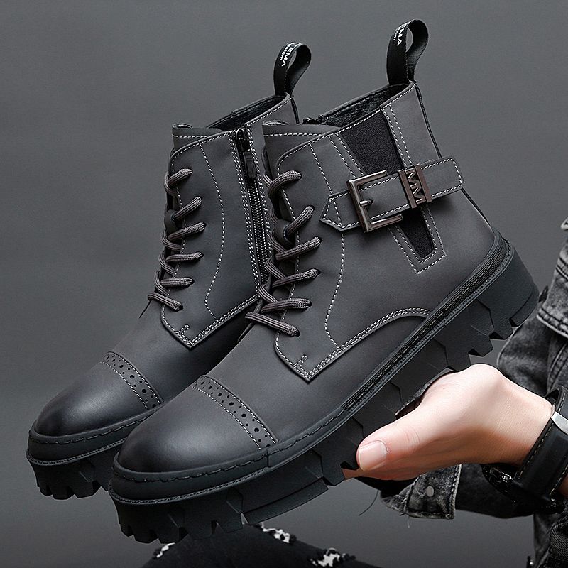 Cowhide Martin Boots, Outdoor Workwear, High Top Casual Shoes, Retro High Top Boots_vogvips.com