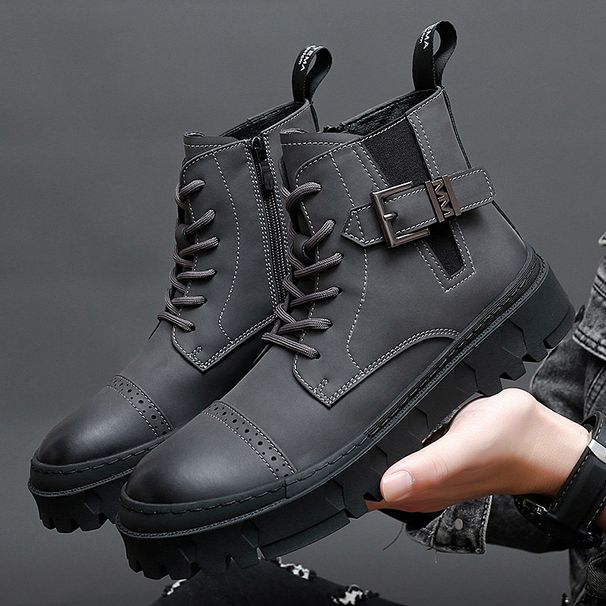 Cowhide Martin Boots, Outdoor Workwear, High Top Casual Shoes, Retro High Top Boots_vogvips.com