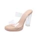 Women's Outdoor 11cm Round Toe Chunky One Strap Comfortable Crystal Heel High-end New High Heels Sandals_vogvips.com