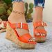 Women's Summer Thick Sole Platform Sandals Open Toe Roman Wedge Buckle Style Plus Size European And American Influenced_vogvips.com