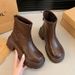Versatile Niche New Fleece-Lined Height-Increasing Thick-Soled Short 2024 Autumn Winter Round Toe Mid-Heel British Style_vogvips.com