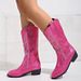 New Large Embroidered Western Cowboy Tall Boots For Women, V-neck Long Legged Knight Boots, Thick Heel Looks Thinner_vogvips.com
