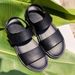 Summer Thick Soled Sponge Cake With Top Layer Leather Trendy Shoes Beach Leisure, Breathable, Non Slip, Versatile_vogvips.com