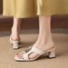 Luxury Chunky Heel Sandals Women, New Summer 2026 Model, High-end Metal Buckle, Suitable Pairing With Skirts, Stylish_vogvips.com