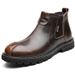 European Warm Series British Style Martin High Top Genuine Leather Winter Fleece Lined Warm Mid-Top Men Thick Sole Short Boots_vogvips.com