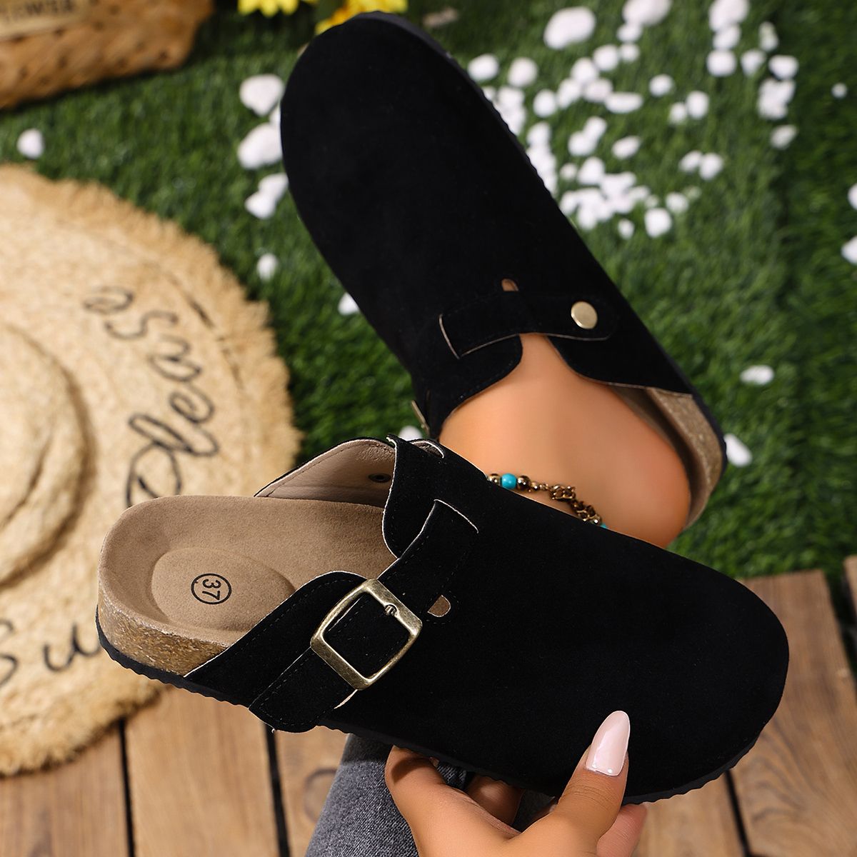 Cork Footbed Clogs For Women Men Fashion Leather Mules Comfort Potato Shoes With Arch Support Indoor Outdoor Flat Slides_vogvips.com