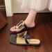 2025 New Square Toe Hollow Fashion Versatile Metal Buckle Niche Summer Home Outdoor Flat Women's Flip-Flops_vogvips.com