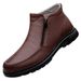 Men's Head Layer Casual Men's Leather Boots Side Zipper Cotton Boots Breathable Martin Boots Low Heel Leather Boots Men's Shoes_vogvips.com