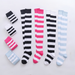 2 Pais Women's Ove The Knee Cotton Thigh High Socks Black White Blue Coloful Stiped Patten Fashion Casual Daily_vogvips.com