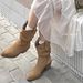 Zhao Lusi Same Style Western Cowboy Slightly Distressed Fashion Slimming Chunky Heel Pointed Toe Slouch Boots For Women_vogvips.com