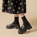 Platform Loafers Women's Single Shoes JK Muffin Shoes Heightening Work Small Leather Shoes_vogvips.com