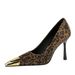 2628-A1 Fashion Square High Metal Head Shallow Mouth Single Thin Heels Leopard Pattern Sexy Women's Shoes_vogvips.com