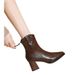 Autumn New Slim For Women British Style Commuting Fashion Simple Versatile Chunky Mid Heel Round Toe Ankle Boots_vogvips.com