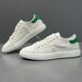 Men's Genuine Leather White Trendy Simple Low-top Casual Sneakers, European Style Men's Sho, Fashionable Versatile_vogvips.com