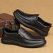 Top Layer Cowhide Casual Single Business Leather Work Clothes Shoes, Breathable Flat Heels Men's Shoes_vogvips.com