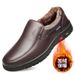 Spring And Autumn Men's Slip-On Soft Leather Versatile Business Casual Shoes, Fleece-Lined Warm Cotton Shoes_vogvips.com
