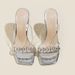 Transparent Crystal High Heels Sexy Rhinestone Sandals Chunky Heel Fairy New Square Toe Slides Outdoor Wear_vogvips.com