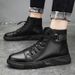 Autumn Men's High-Top Martin Boots, Men's Casual Leather Boots, Trendy Versatile British Vintage Thick-Soled Short Boots_vogvips.com
